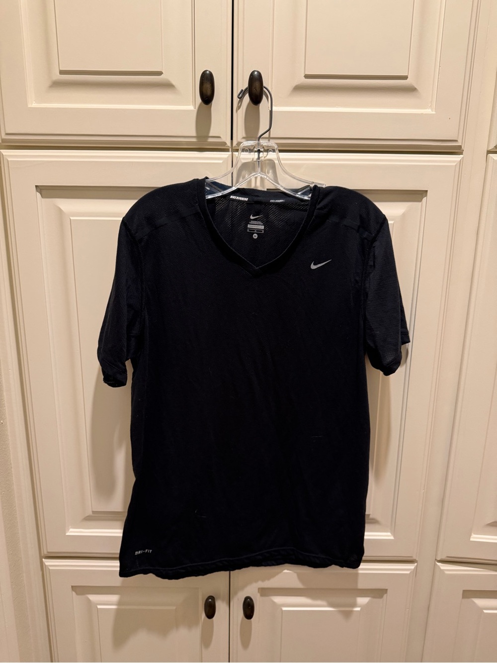 Nike Black V-Neck Athletic Tee with Swoosh
